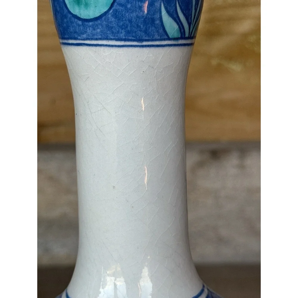 Vintage Hand Made Hand Painted Small‎ Turkish Porcelain Vase Blue Floral